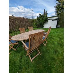 Teak tuinset van Gloster - 6 stoelen met originele kussens