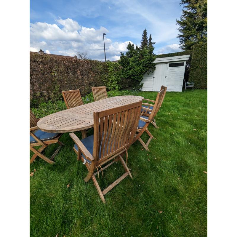 Teak tuinset van Gloster - 6 stoelen met originele kussens