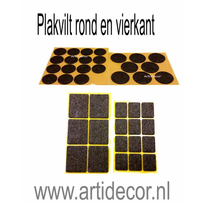 Plakvilt rond en vierkant