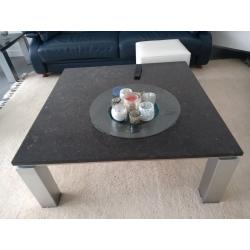 Lederen salon, 3-zit   2-zit   salontafel met marmer blad