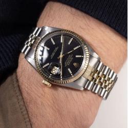 Datejust two tone black en gold