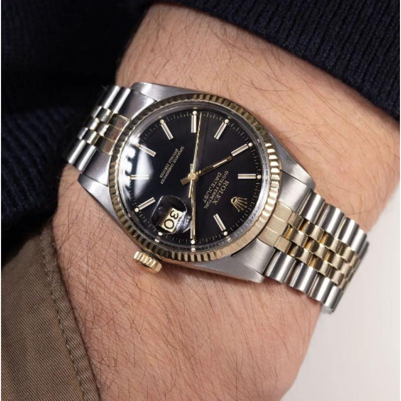 Datejust two tone black en gold