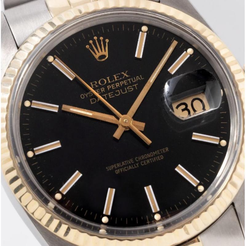 Datejust two tone black en gold