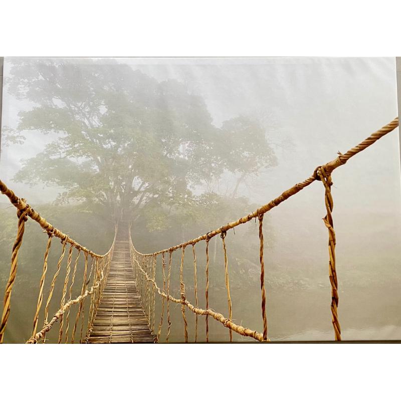 Hangbrug in de mist