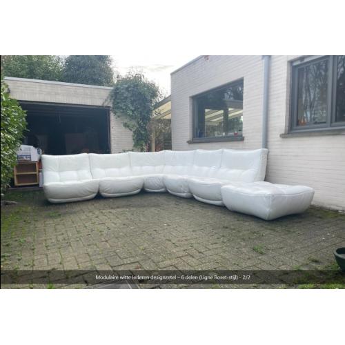 Modulaire witte lederen designzetel – 6 delen (Ligne Roset-stijl)