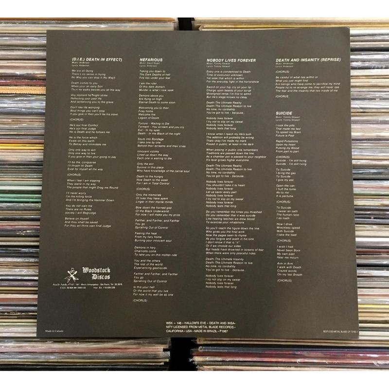 Hallow's Eve Death and Insanity vinyl