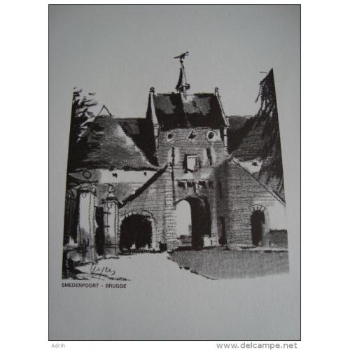 Tekening van Smedenpoort in Brugge