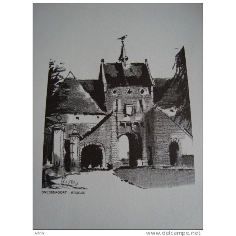 Tekening van Smedenpoort in Brugge