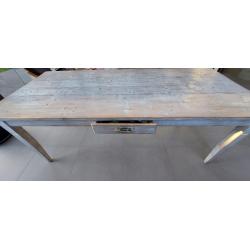 Grenen eettafel wit gewaxed