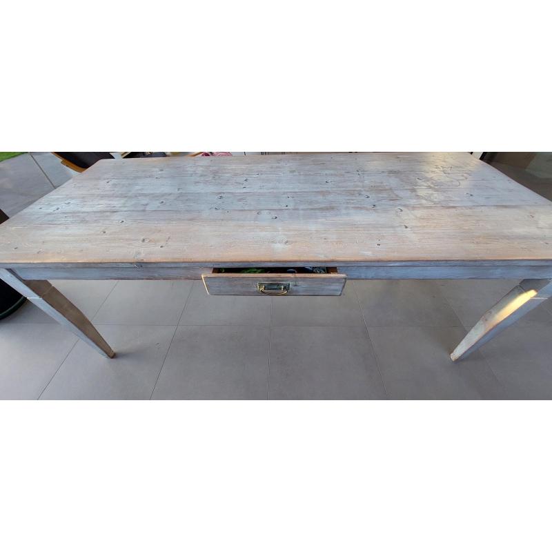 Grenen eettafel wit gewaxed