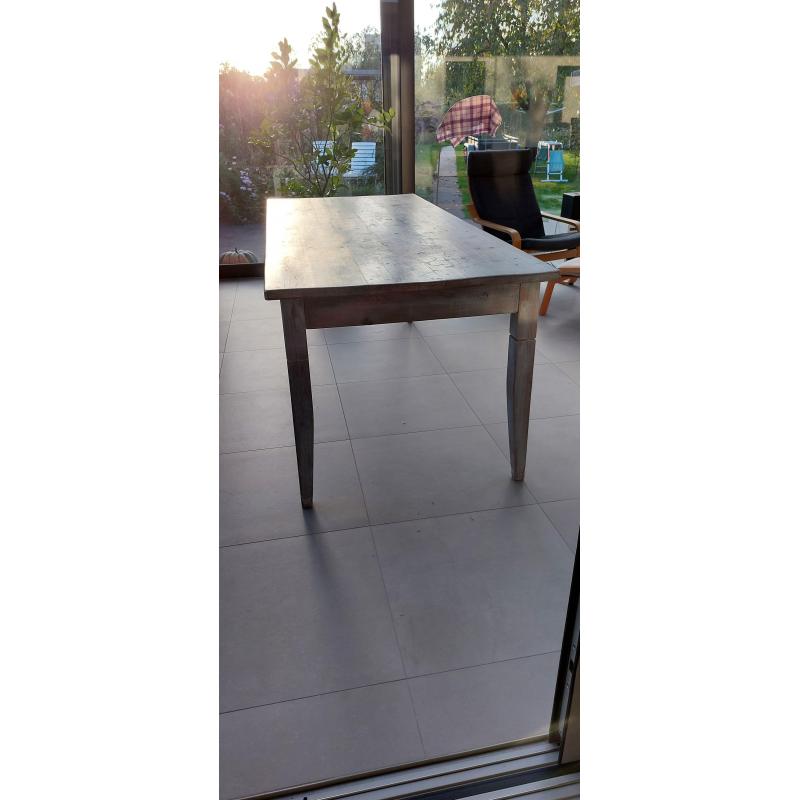 Grenen eettafel wit gewaxed