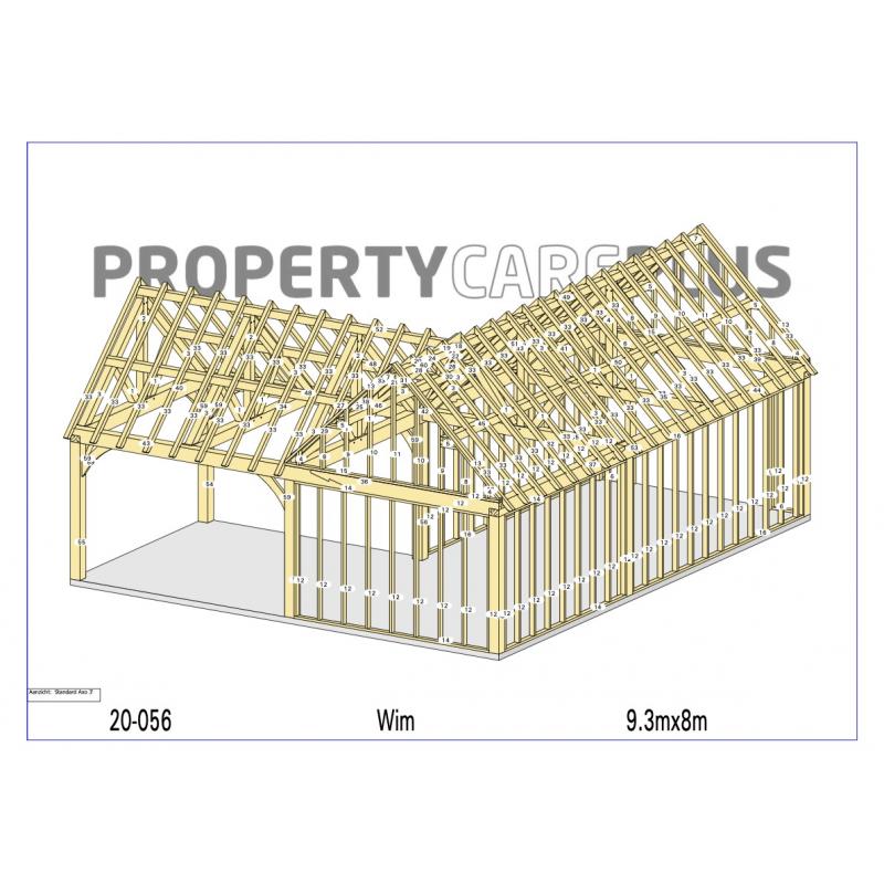 Houten skelet voor bijgebouw, carport, schuur of stal