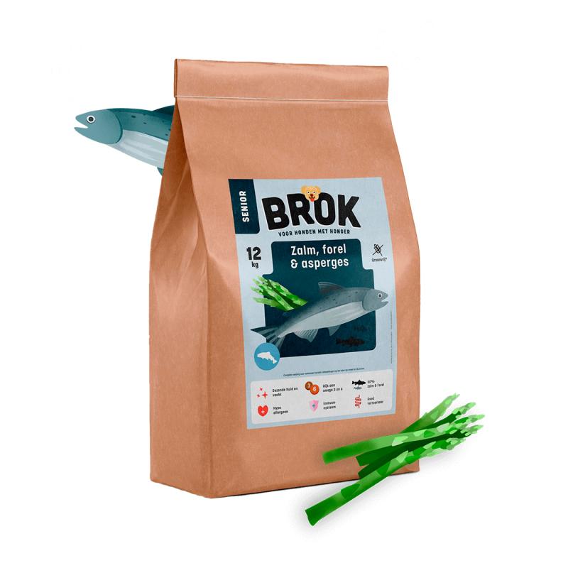 Graanvrij hondenvoer van BROK - Zalm, Forel & Asperges