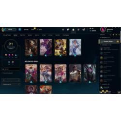 League of legends account plat4 26k BE 91 skins