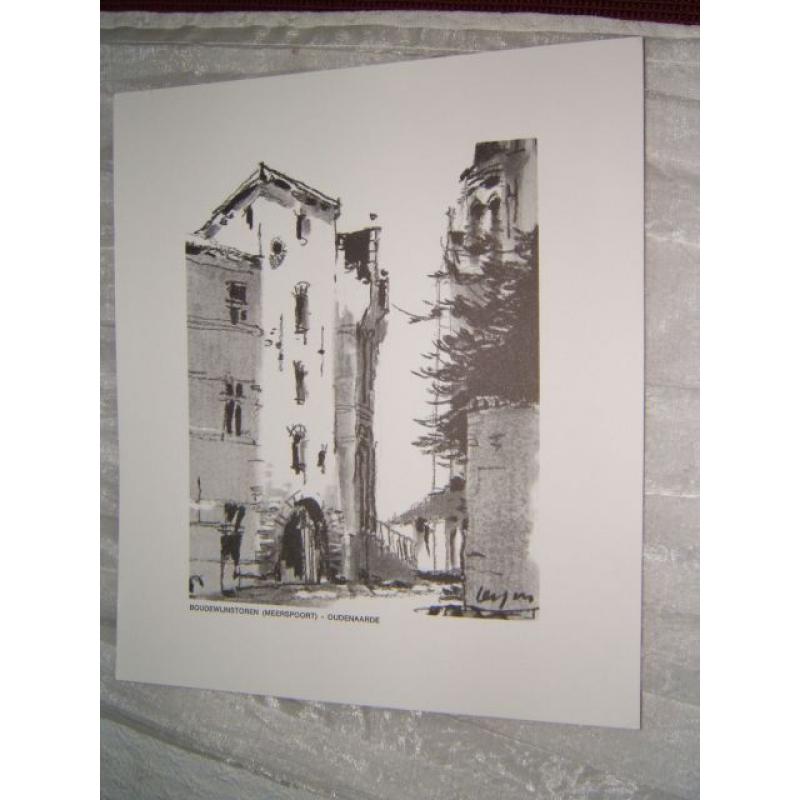 Tekening van Boudewijns toren in Oudenaarde