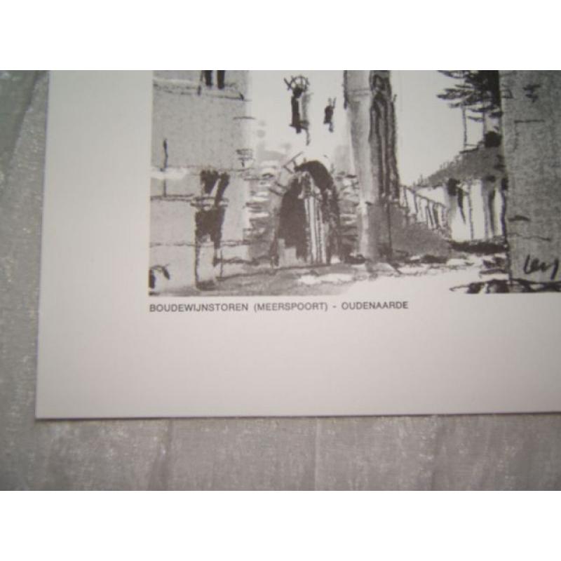 Tekening van Boudewijns toren in Oudenaarde