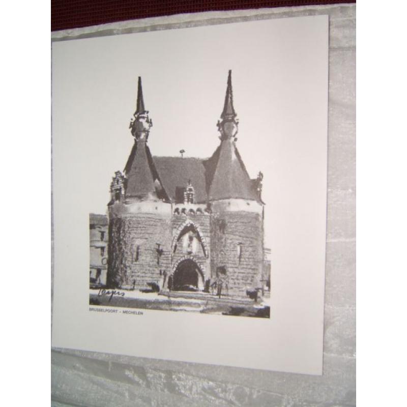 Tekening van Brussel poort in Mechelen