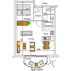Nieuwpoort vakantie nieuw ingericht appartement met garage, dijk op 90m