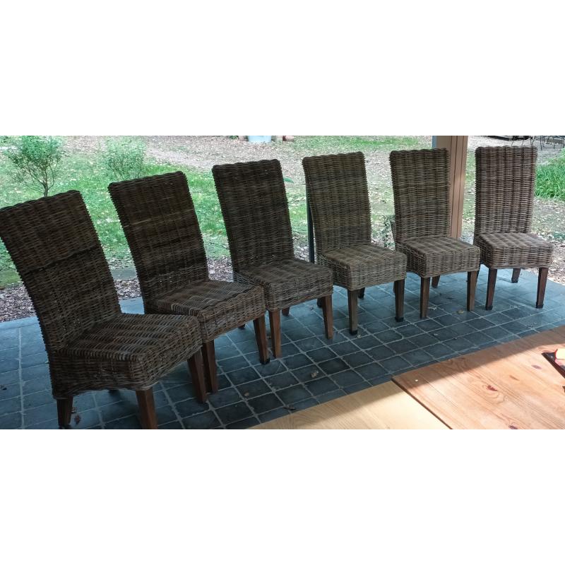6 prachtige solide Rotan stoelen