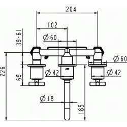 Wastafelmengkraan Inbouw 3 gats Jado IQ H2635AA + inbouwdeel
