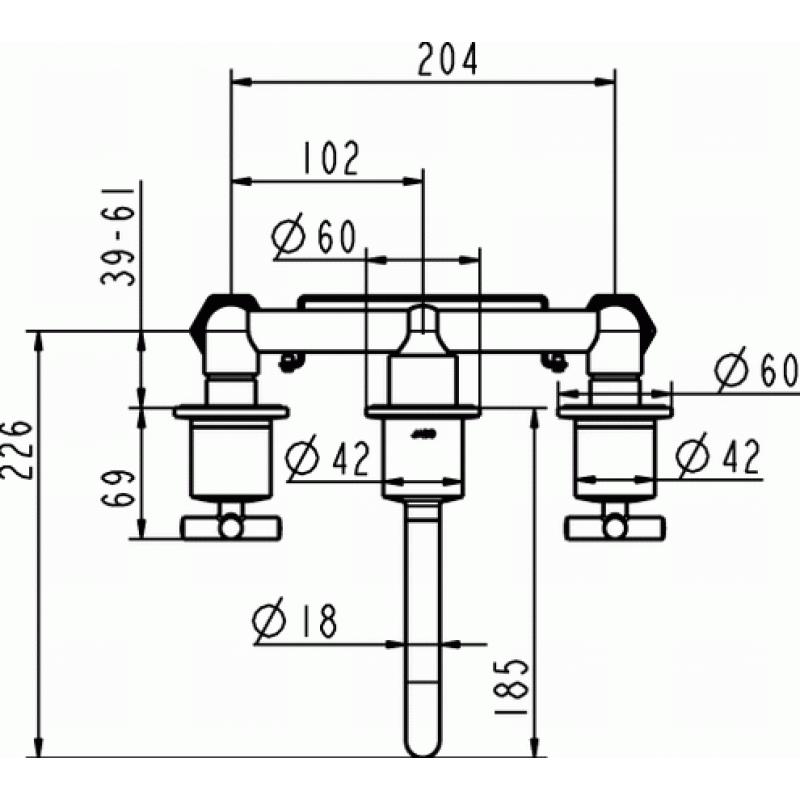 Wastafelmengkraan Inbouw 3 gats Jado IQ H2635AA + inbouwdeel