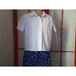 Witte hemdblouse korte mouw maat 42