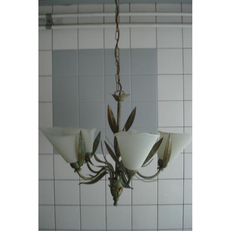 Mooie koperen brocante Franse lamp 