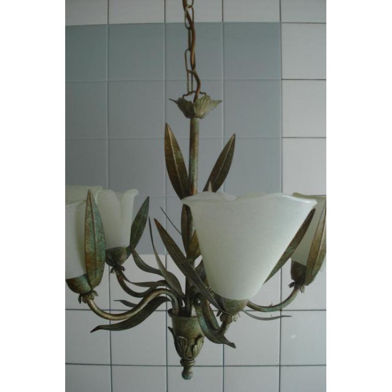 Mooie koperen brocante Franse lamp 