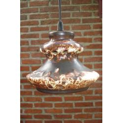 2 retro keramiek lampen bruin gevlamd 2 mooie hanglampen van keramiek,bruin gevlamd 