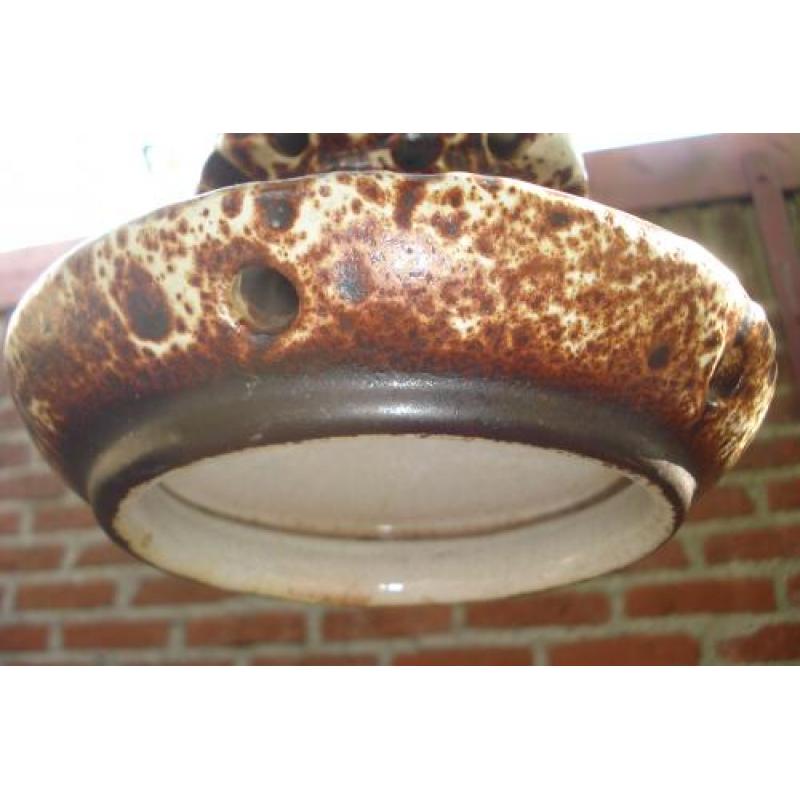 2 retro keramiek lampen bruin gevlamd 2 mooie hanglampen van keramiek,bruin gevlamd 
