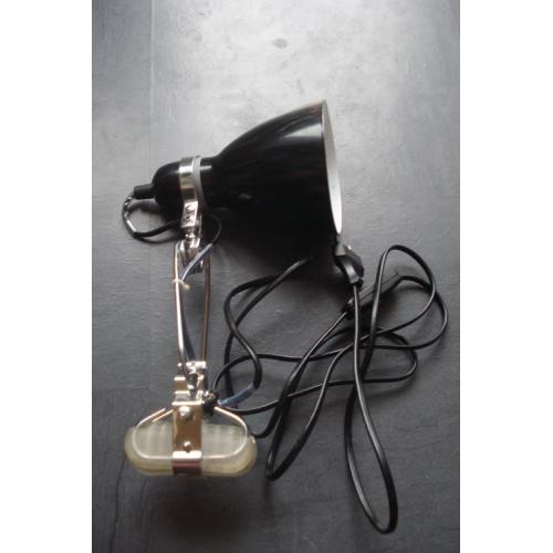 Retro klem bureau/buro lamp vintage zwart 