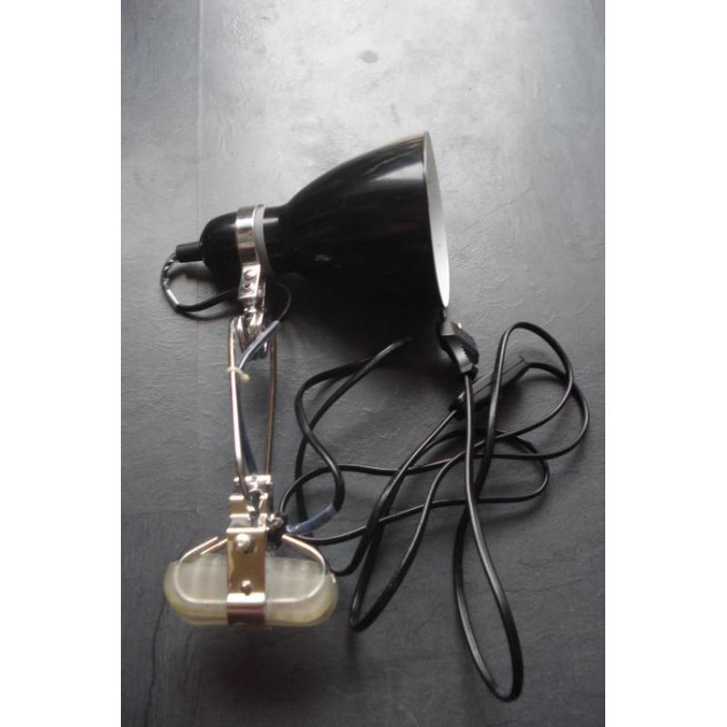 Retro klem bureau/buro lamp vintage zwart 