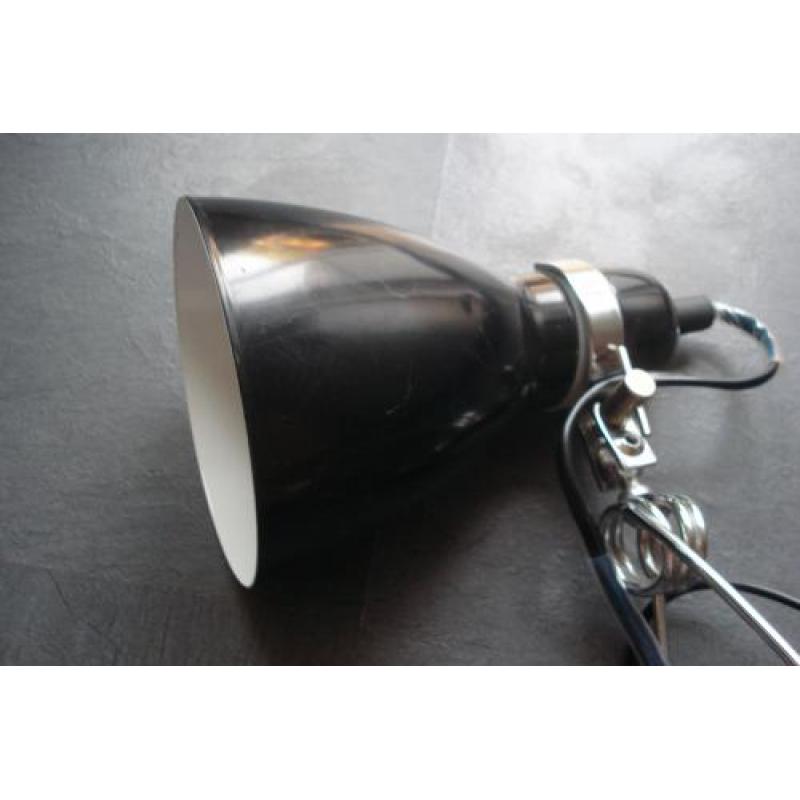 Retro klem bureau/buro lamp vintage zwart 