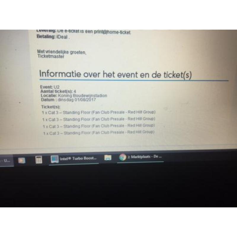U2 tickets brussel 4 veldkaarten