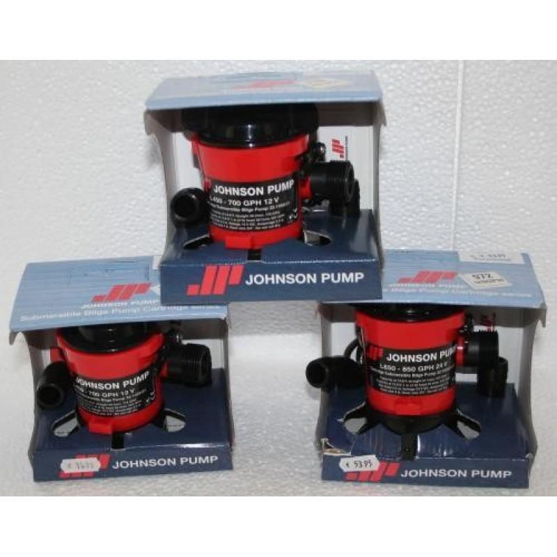 Bilgepompen in de Aanbieding!   Johnsen cartridgepomp L-450..49lper/min recht Met schroefbare Dura port Slangaansluiting 19mm,rec