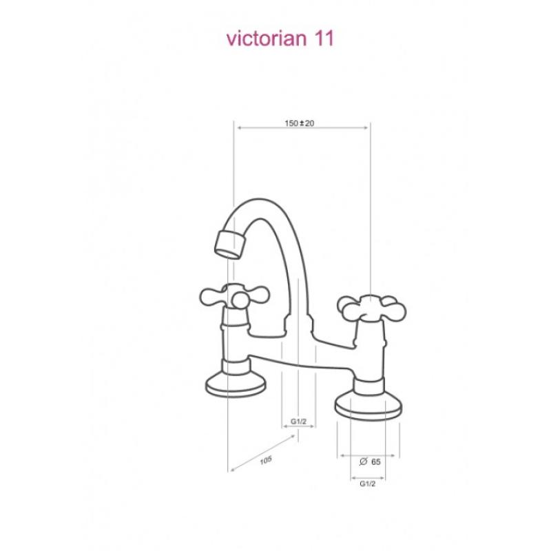 Keuken opbouw mengkraan 2 gats nostalgisch Victorian 11