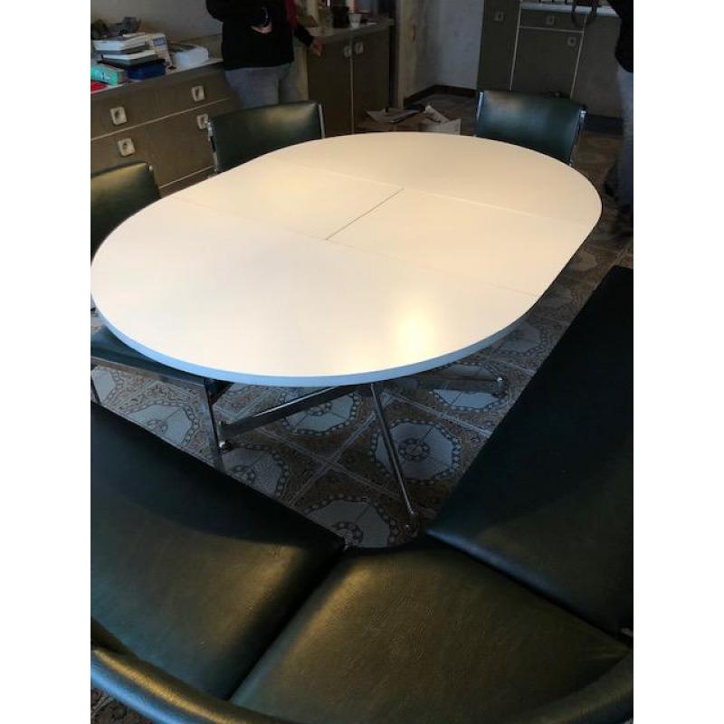 eettafel met 3 stoelen en L-bank