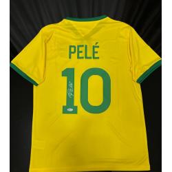 Pele Brazilië Hand gesigneerd geel / groen Jersey gesigneerd BAS COA