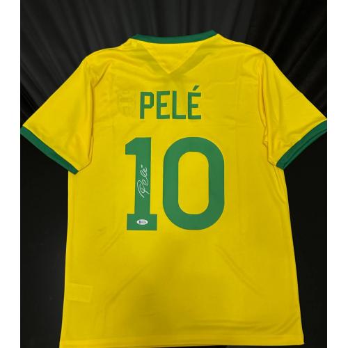 Pele Brazilië Hand gesigneerd geel / groen Jersey gesigneerd BAS COA