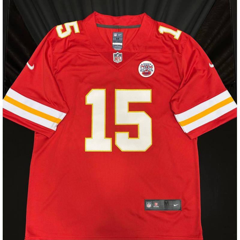 NFL JERSEY Patric Mahomes # 15 red Vikings City Chiefs hand ondertekend BAS COA