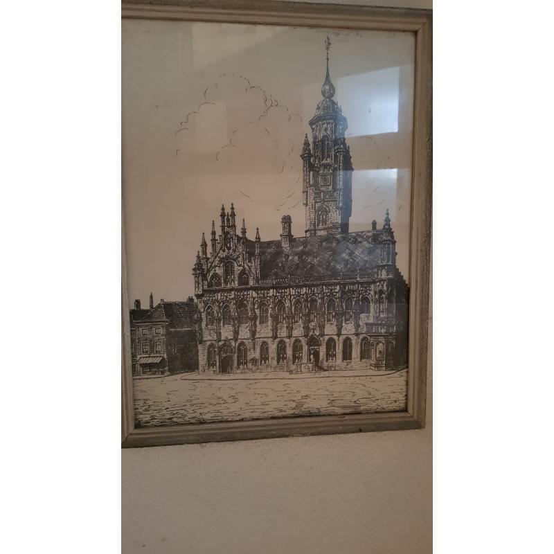 G J Dispo 1922 1973 Stadsgezicht Delft gracht en Oude Kerk