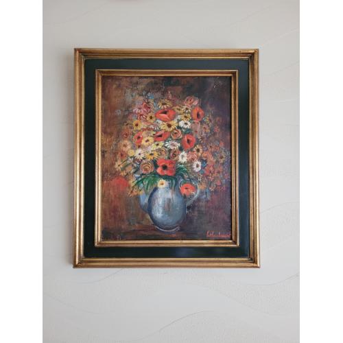 OLIEVERFSCHILDERIJ / BLOEMENVAAS