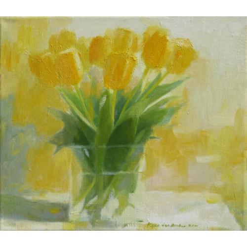 zomers olieverfschilderij Tulpen