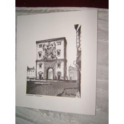 Tekening van Waterpoort in Antwerpen