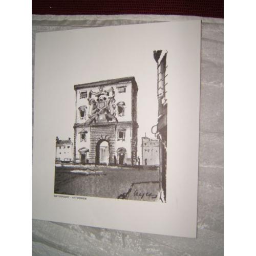 Tekening van Waterpoort in Antwerpen